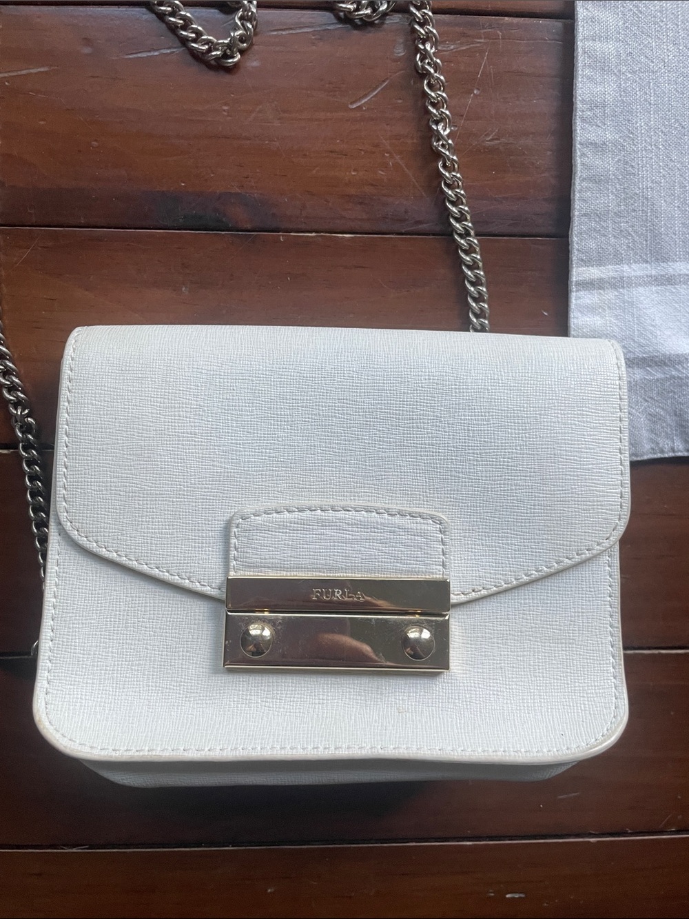 Furla Cream Crossbody Bag with Gold Hardware